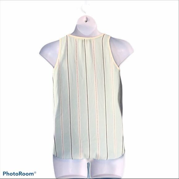 LOFT Mint Green & Black-White Vertical Stripe Sheer Tank Top S - Picture 5 of 10